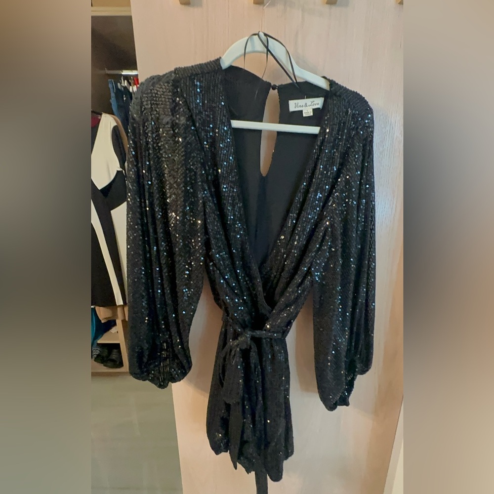 Black sequins shorts jumpsuit